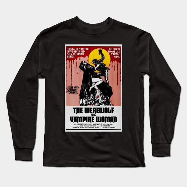 the Werewolf vs Vampire Woman Long Sleeve T-Shirt by zombill